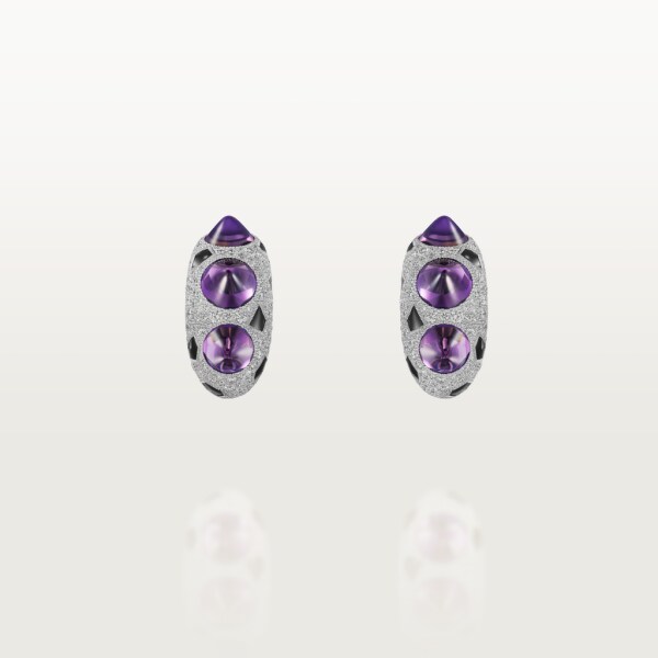 Clash[Un]limited Earrings White gold, onyx, amethysts, diamonds